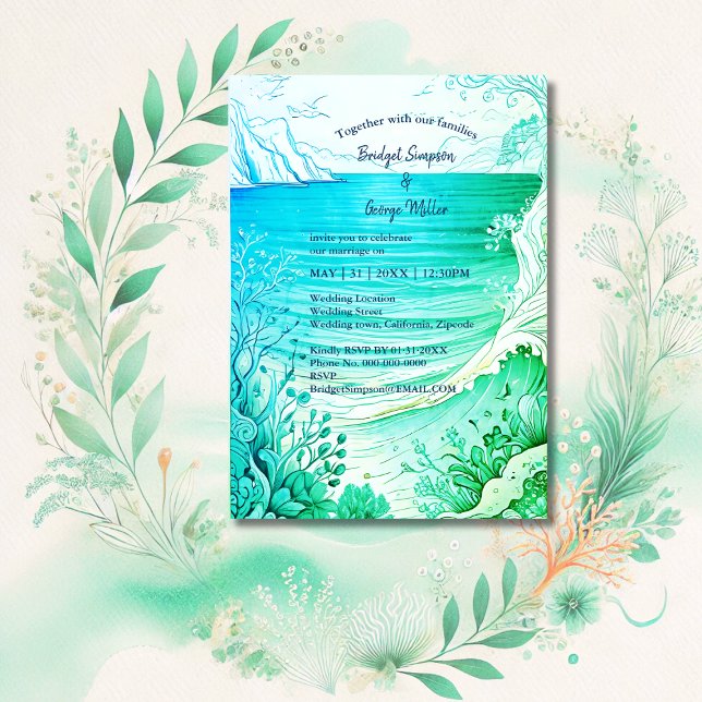 blue coastal vibe wedding Invitation (Creator Uploaded)