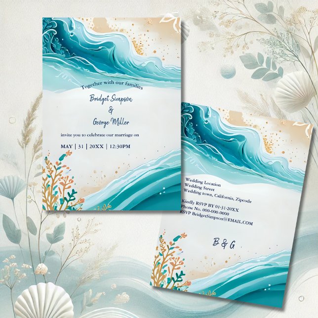 blue coastal vibe wedding Invitation (Creator Uploaded)