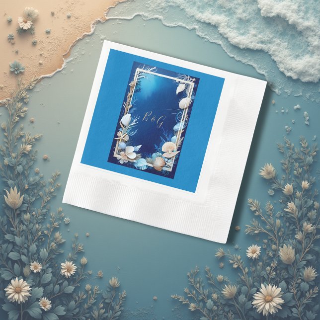 blue coastal vibe wedding napkin (Creator Uploaded)