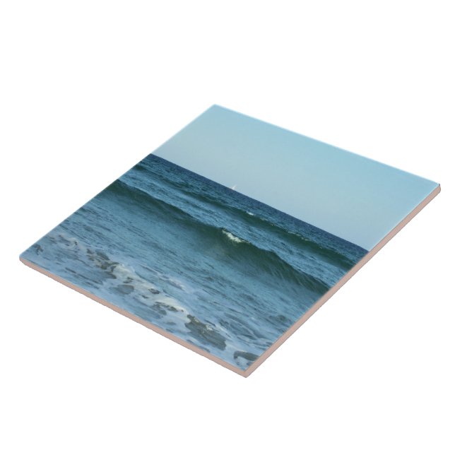 Blue Coastal Waves Beneath Open Sky Tile (Side)