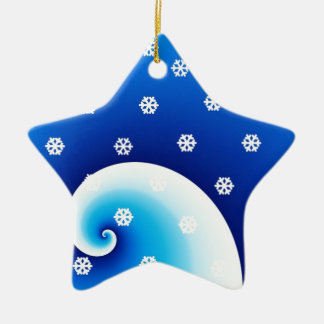 Blue Coastal Waves Christmas Ceramic Ornament