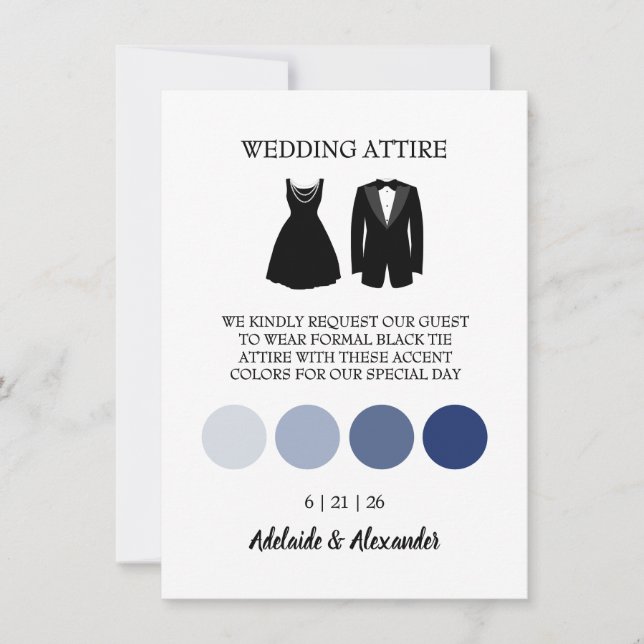 Blue Coastal Wedding Attire Card (Front)