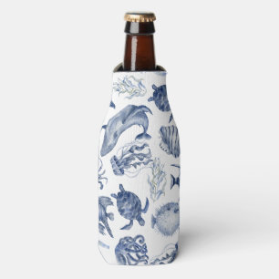 Blue Coastal Wedding Bottle Cooler