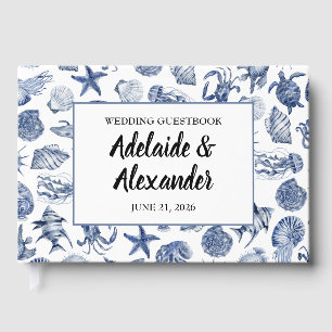 Blue Coastal Wedding Reception Guest Book