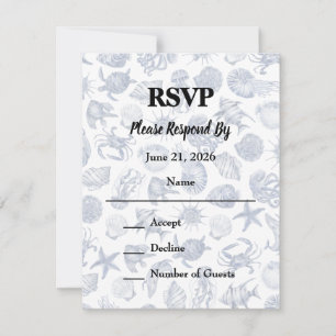 Blue Coastal Wedding Response Card