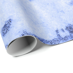 Blue Cobalt Grey White Marble Metal Monochromatic Wrapping Paper