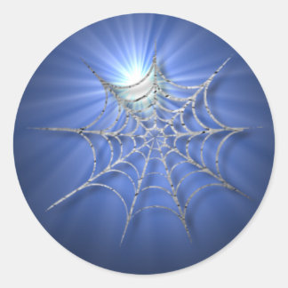 Blue Cobweb Sunburst Stickers for Halloween