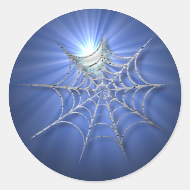Blue Cobweb Sunburst Stickers for Halloween (Front)