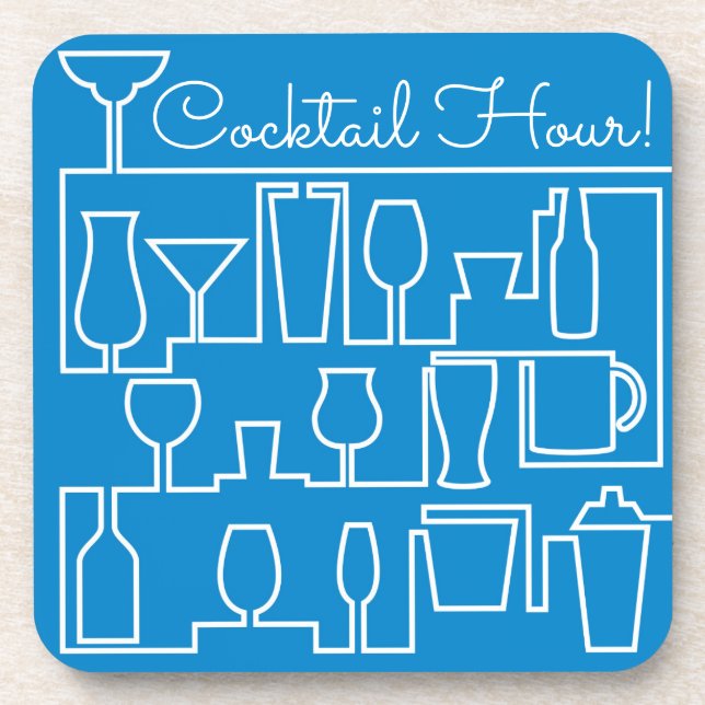Blue cocktail party coaster (Front)