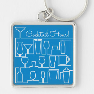 Blue cocktail party keychain