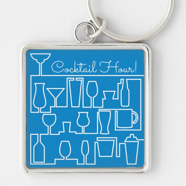 Blue cocktail party keychain (Front)