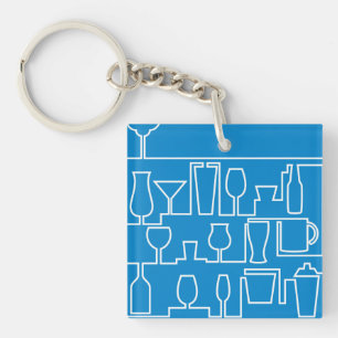 Blue cocktail party keychain