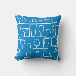Blue cocktail party throw pillow