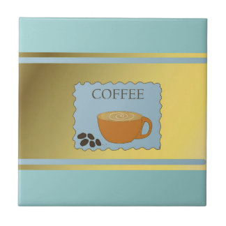 Blue Coffee Sign with Coffee Cup Tile