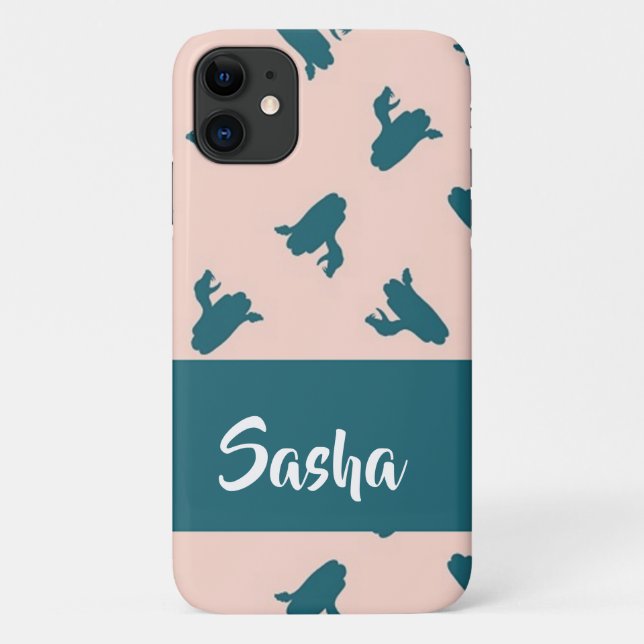 Blue coiled snakes on pink Case-Mate iPhone case (Back)