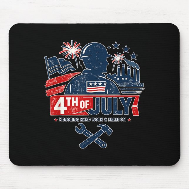 Blue Collar 4th Of July Aamerican Worker Patriotic Mouse Pad (Front)
