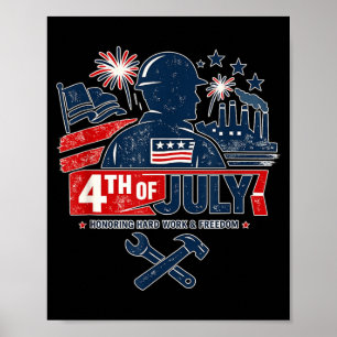 Blue Collar 4th Of July Aamerican Worker Patriotic Poster