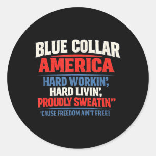 Blue Collar Aamerica Flying Bisonrel Patriotic 4th Classic Round Sticker