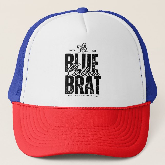 Blue Collar Brat Trucker Hat (Front)