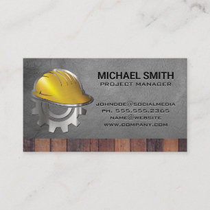 Blue Collar Logo Wood Leather Background Business Card