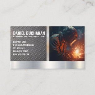 Blue Collar Welder Worker Steel Sparks Business Card
