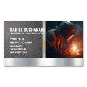 Blue Collar Welder Worker Steel Sparks Magnetic Business Card
