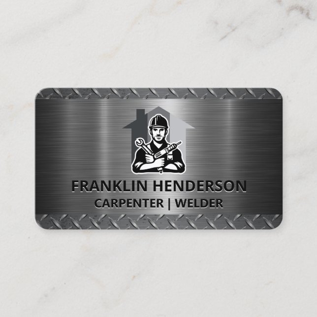 Blue Collar Worker | Steel | Home Repair Business Card (Front)