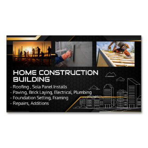 Blue Collar Workers   General Contractor Magnetic Business Card