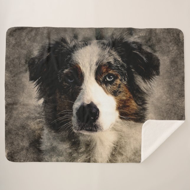 Blue Collie Sherpa Blanket (Front (Horizontal))