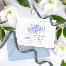 Blue Colonial House/Mansion/Manor Save the Date