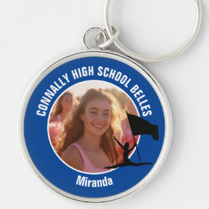 Blue Color Guard Photo High School Dancer Keychain