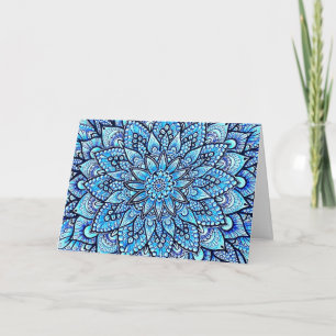 Blue Color Pencil Mandala Design Congratulations Card