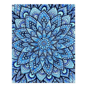 Blue Color Pencil Mandala Design Glossy Poster
