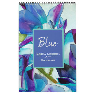 Blue color watercolor art calendar Sacha Grossel