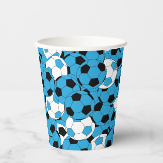 Blue Colored Soccer Balls Paper Cups