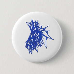 Blue Colorful Abstract Tribal Tattoo Art 2 Inch Round Button
