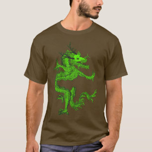 Blue Colorful Traditional Chinese Dragon in Moon T-Shirt