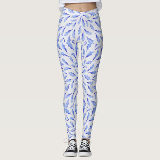Blue colour bird feathers leggings