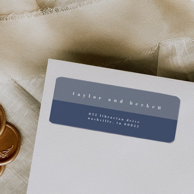 Blue Colour Block Return Address Labels (Blue color block return address label.)