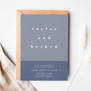 Blue Colour Block Wedding Invitation