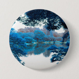 Blue colour effected cool, unique nature, lake 3 inch round button