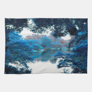 Blue colour effected cool, unique nature, lake kitchen towel