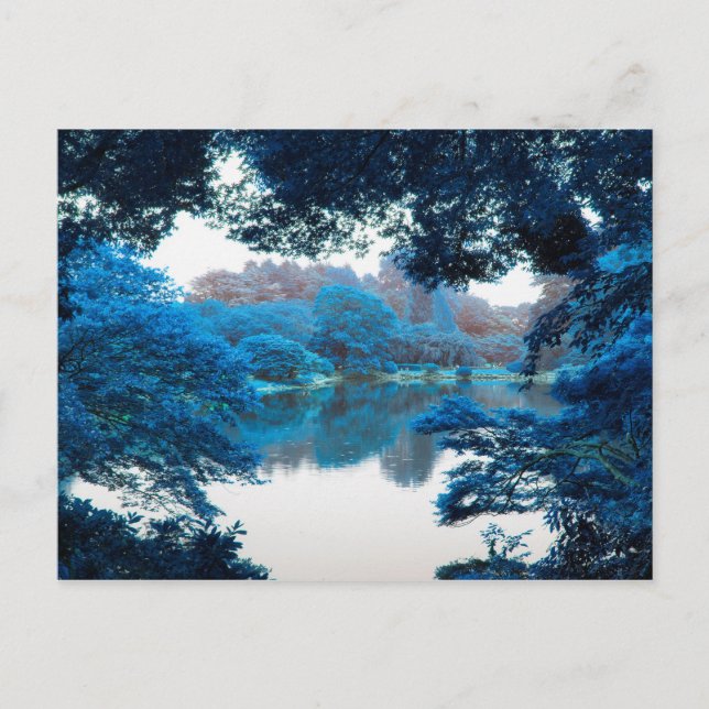 Blue colour effected cool, unique nature, lake postcard (Front)