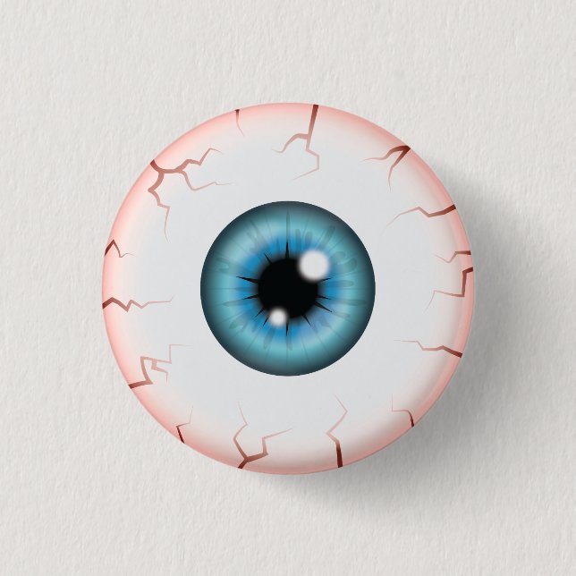 Blue Colour Eyeball Halloween Bloodshot Eyeball 1 Inch Round Button (Front)