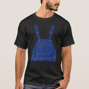 Blue Colour Overall Printed On A Yellow Colour T-Shirt