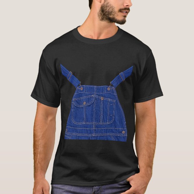 Blue Colour Overall Printed On T-Shirt (Front)