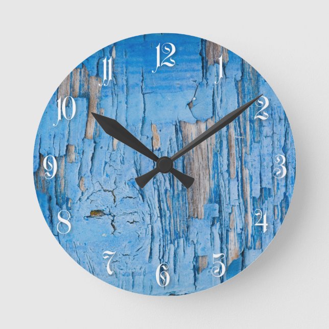 Blue colour painted surface round clock (Front)