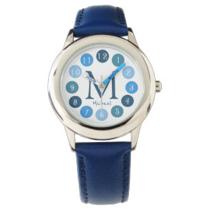 Blue Colour Palette Cute Monogram Watch For Boys
