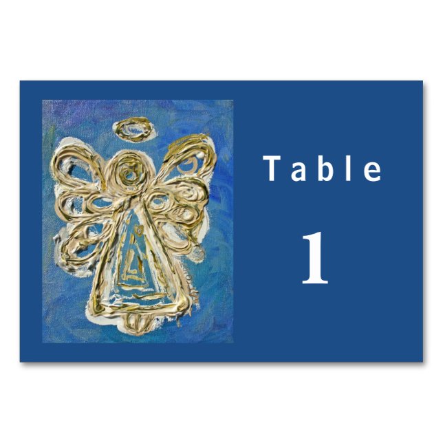 Blue Colour Series Angel Custom Table Cards (Front)
