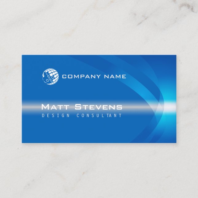 Blue Colour Wave Business Card (Front)